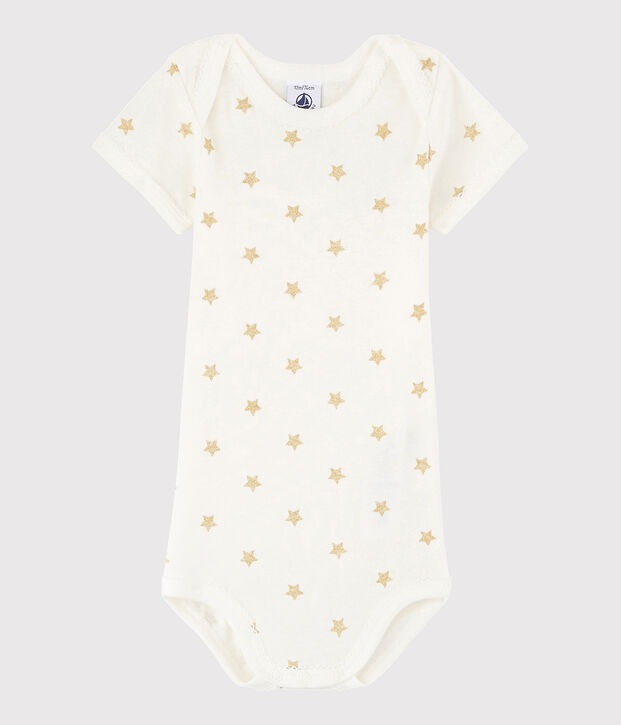Body manches courtes b&eacute;b&eacute; fille blanc/jaune