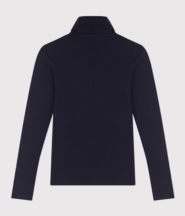 T-shirt L'iconique col roul&eacute; femme en coton bleu marine