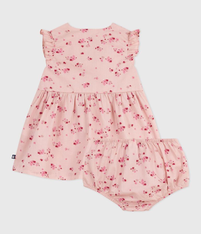 Robe b&eacute;b&eacute; en coton sans manche avec son bloomer rose JOLI/blanc MULTICO