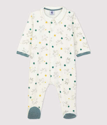 PETIT BATEAU - Dors-bien bébé imprimé chevaux ailés en velours de coton biologique