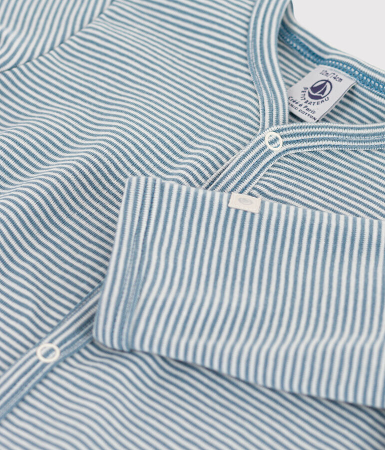 Dors-bien milleraies b&eacute;b&eacute; en coton bleu ROVER/blanc MARSHMALLOW