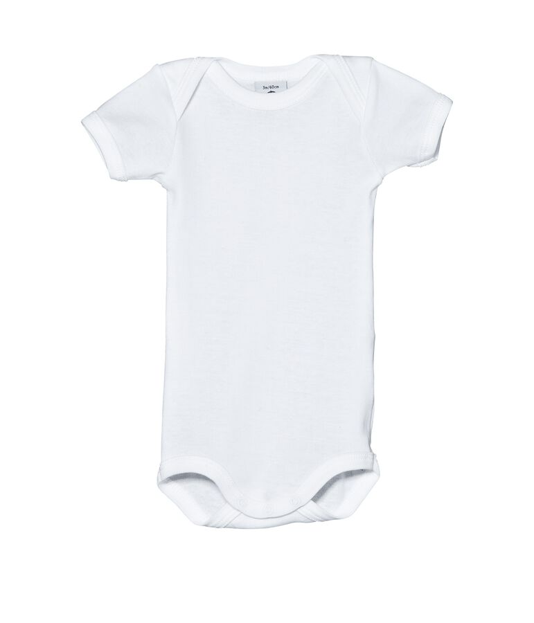Body US b&eacute;b&eacute; manches courtes en coton uni blanc Ecume