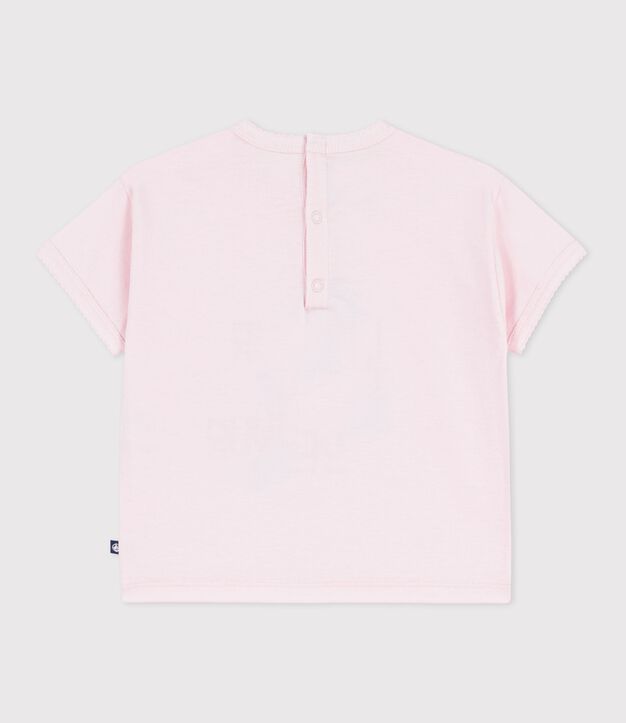 Tee-shirt b&eacute;b&eacute; en coton &agrave; manches courtes &agrave; motif rose clair