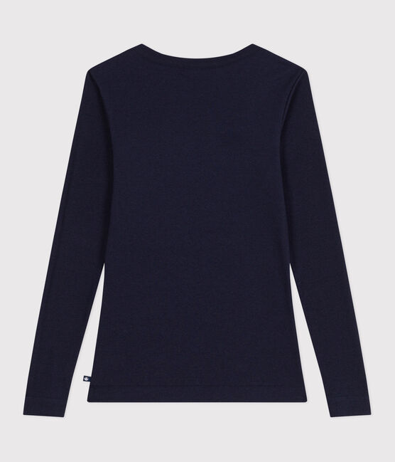 Tee-shirt femme l'iconique en laine et coton manches longues bleu SMOKING