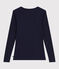 Tee-shirt femme l'iconique en laine et coton manches longues bleu SMOKING