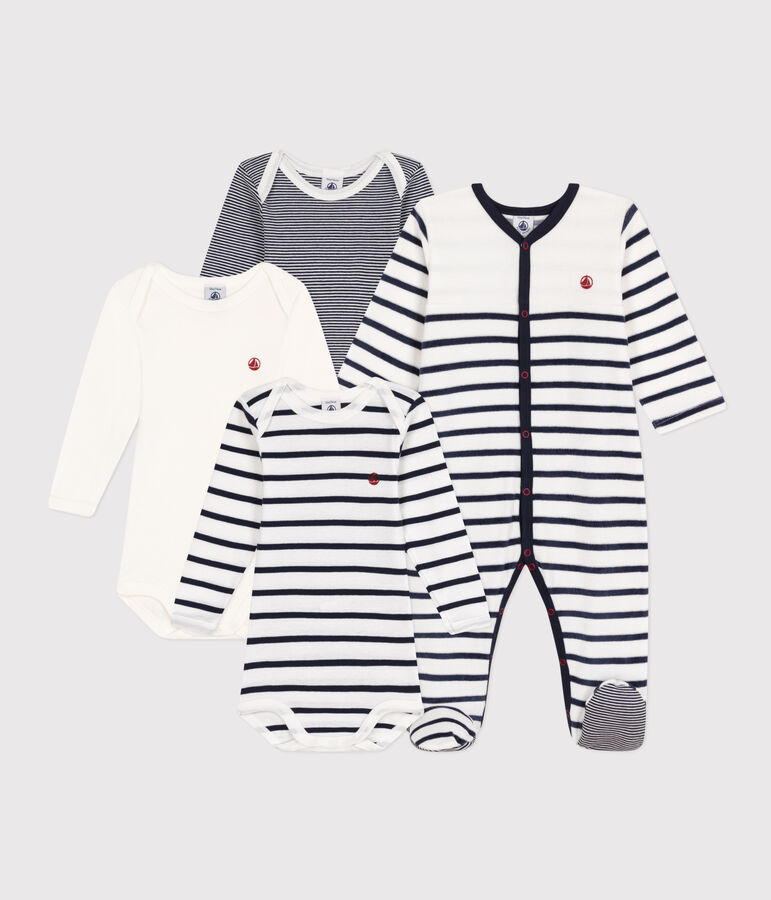 Lot de 1 pyjama b&eacute;b&eacute; et 3 bodies rayures variante 1