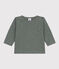Tee-shirt manches longues en jersey flammé bébé vert THUYA