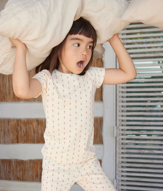 Pyjama capri imprimé fleur en coton enfant blanc AVALANCHE/ MULTICO