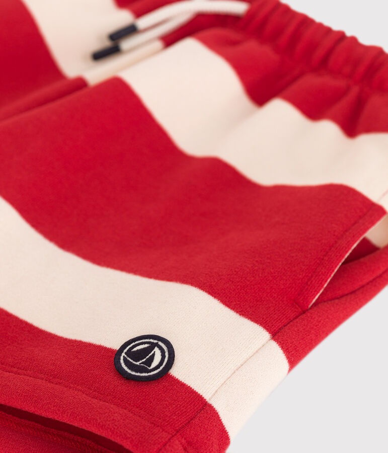 Short enfant en coton &agrave; rayures rouge AURORA/ AVALANCHE