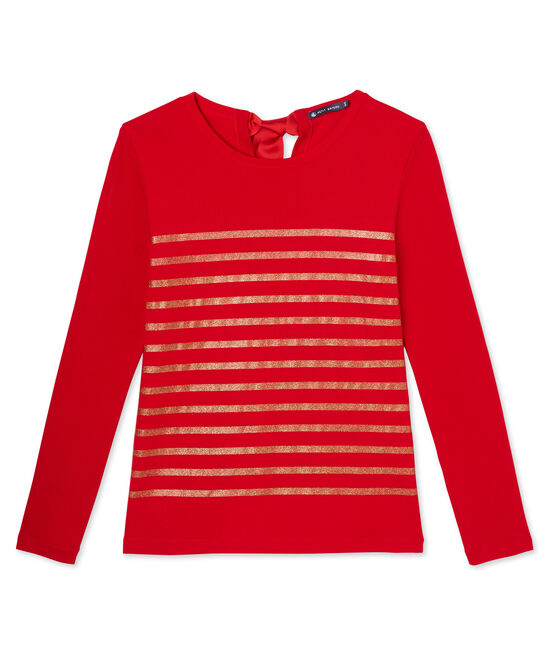 T-shirt femme à rayures paillettes rouge FROUFROU