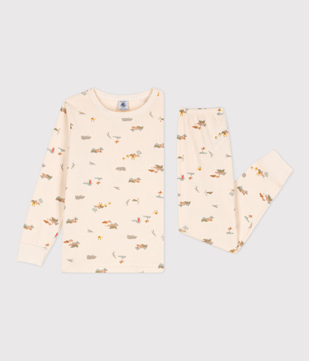 Pyjama animaux en coton enfant &eacute;cru/multicouleur