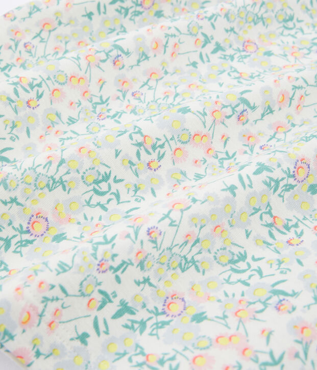 Chemise de nuit petite fille en c&ocirc;te blanc/multicouleur
