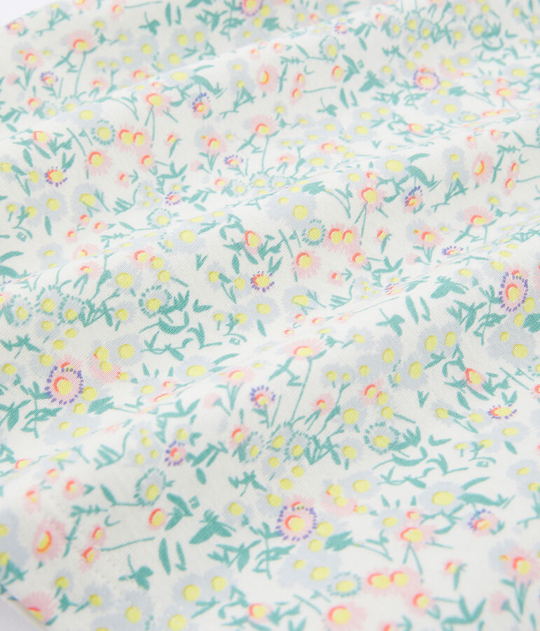 Chemise de nuit petite fille en c&ocirc;te blanc MARSHMALLOW/blanc MULTICO