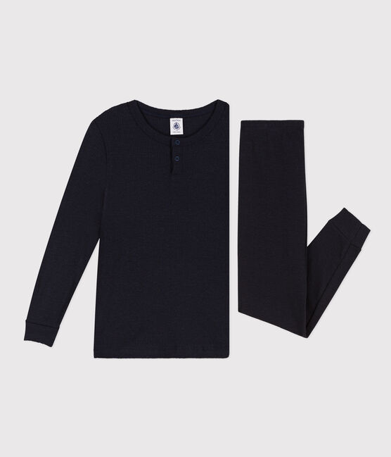 Pyjama uni en coton et lyocell enfant bleu SMOKING