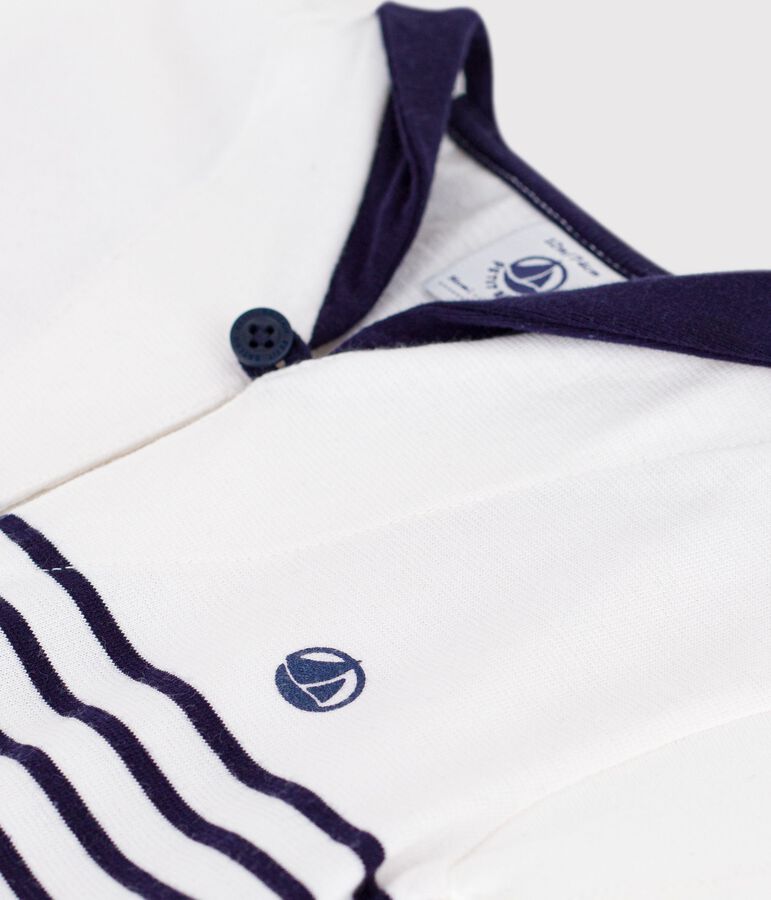 Tee-shirt b&eacute;b&eacute; en coton &agrave; manches courtes, rayure marini&egrave;re bleu MARSHMALLOW/ SOIR