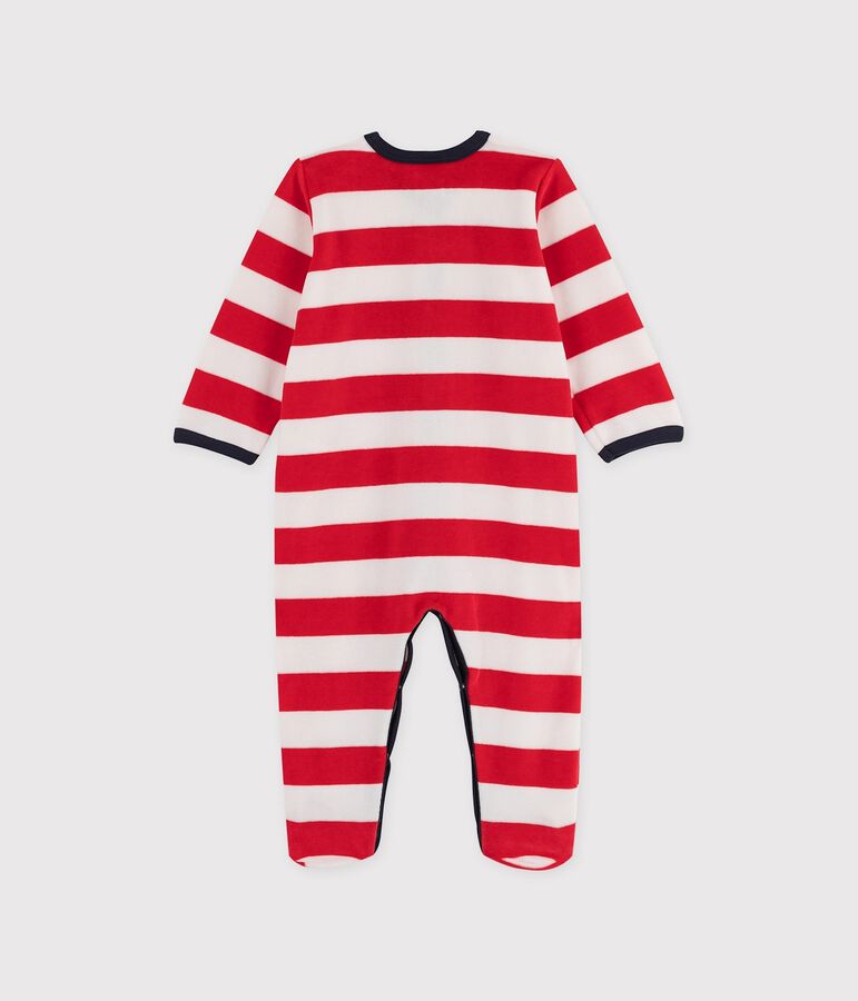 Dors-bien b&eacute;b&eacute; gar&ccedil;on en velours &agrave; rayures rouges rouge FROUFROU/blanc MARSHMALLOW