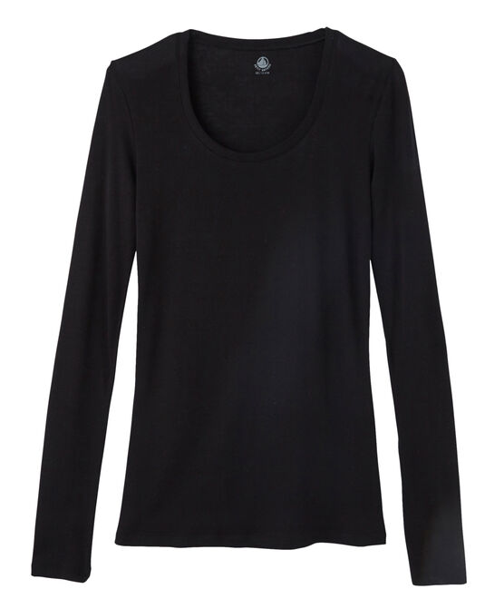 Tee shirt manches longues col danseuse femme noir NOIR