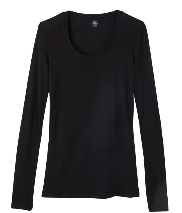 Tee shirt manches longues col danseuse femme noir