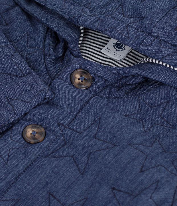 Veste b&eacute;b&eacute; en denim matelass&eacute; brod&eacute; &eacute;toiles bleu