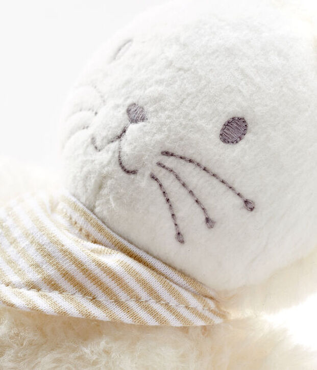 Doudou lapin musical b&eacute;b&eacute; en sherpa blanc