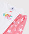 Pyjacourt motif "Bonheur" petite fille en coton blanc MARSHMALLOW/blanc MULTICO
