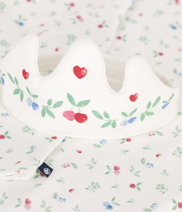 Chemise de nuit d&eacute;guisement et diad&egrave;me enfant en coton blanc/multicouleur