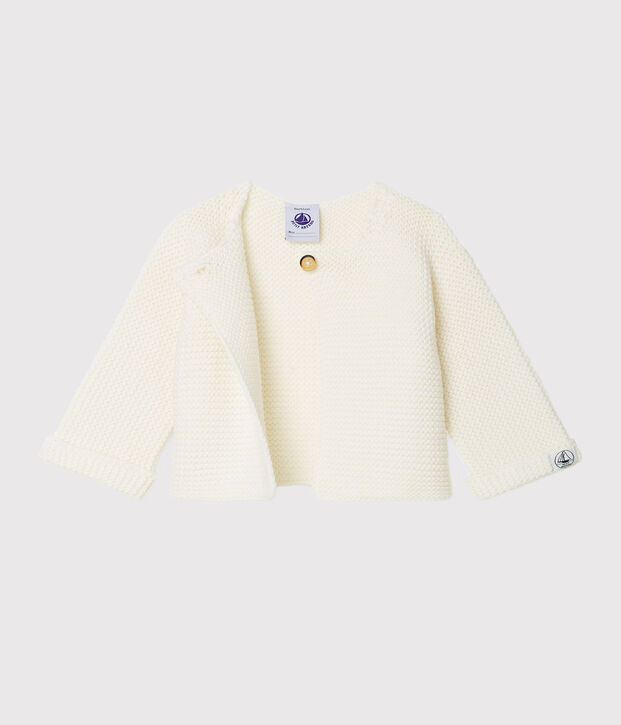 Cardigan b&eacute;b&eacute; en tricot 100% coton blanc