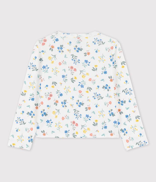 Cardigan imprim&eacute; en coton enfant fille blanc/multicouleur