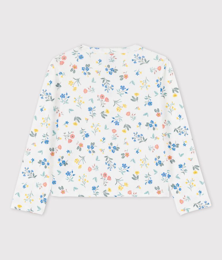 Cardigan imprim&eacute; en coton enfant fille blanc MARSHMALLOW/blanc MULTICO