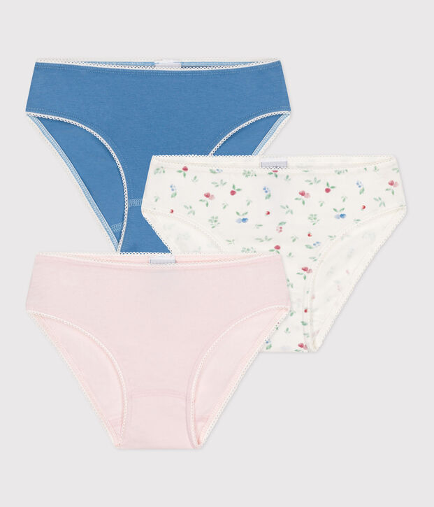 Lot de 3 culottes enfant en coton et &eacute;lasthanne imprim&eacute; fruits multicouleur