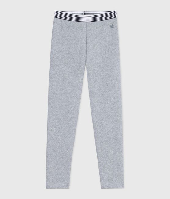 Pantalon esprit legging enfant en coton uni gris FUMEE CHINE