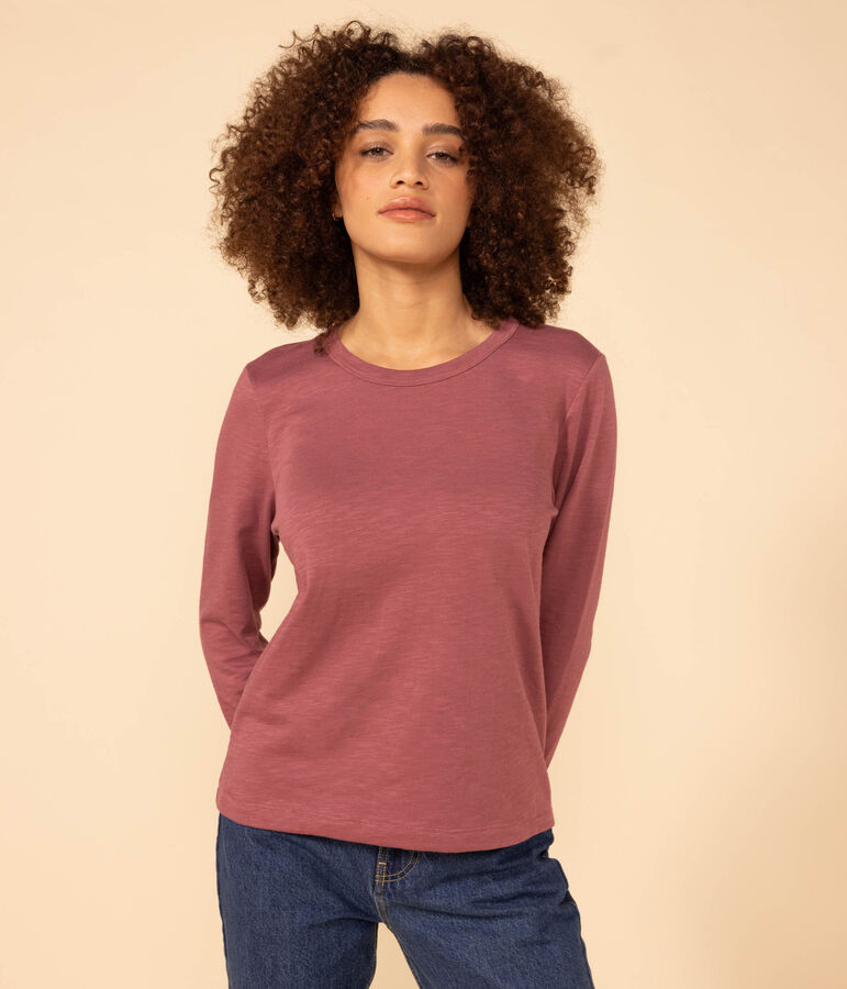 Tee-shirt LE DROIT col rond en coton Femme marron