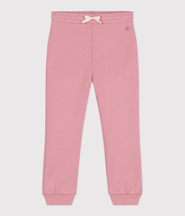 Pantalon de jogging enfant en coton uni rose