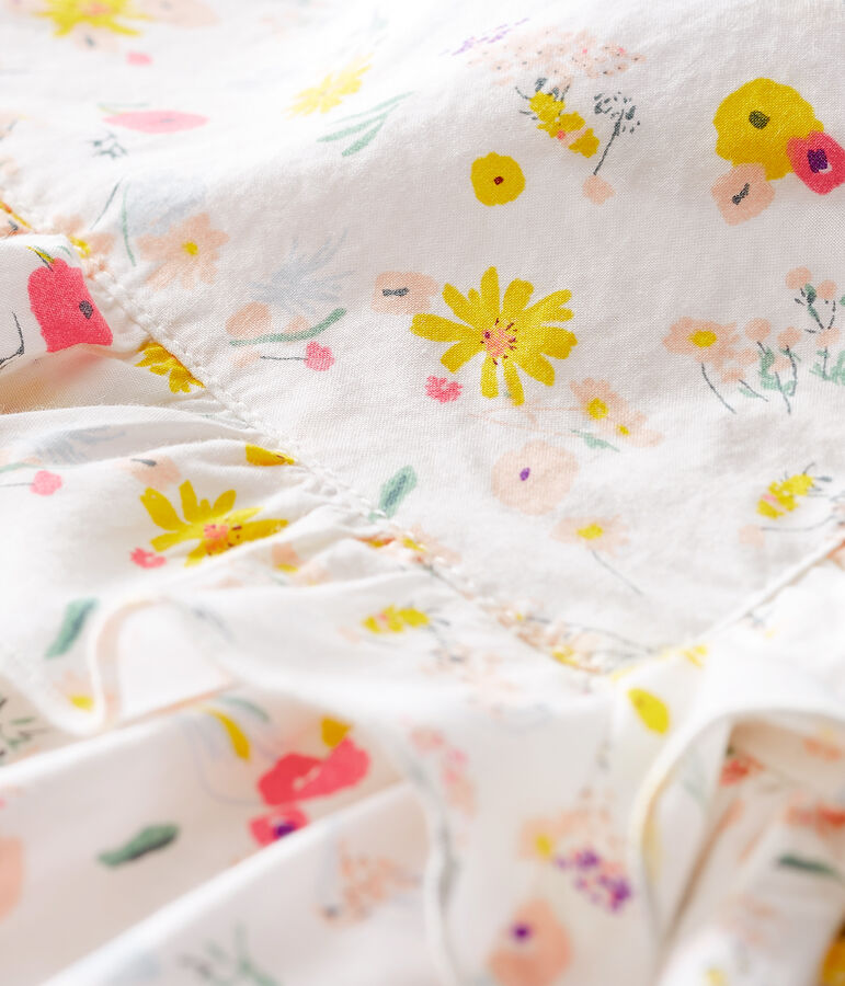 Robe manches courtes imprim&eacute;e b&eacute;b&eacute; fille blanc MARSHMALLOW/blanc MULTICO