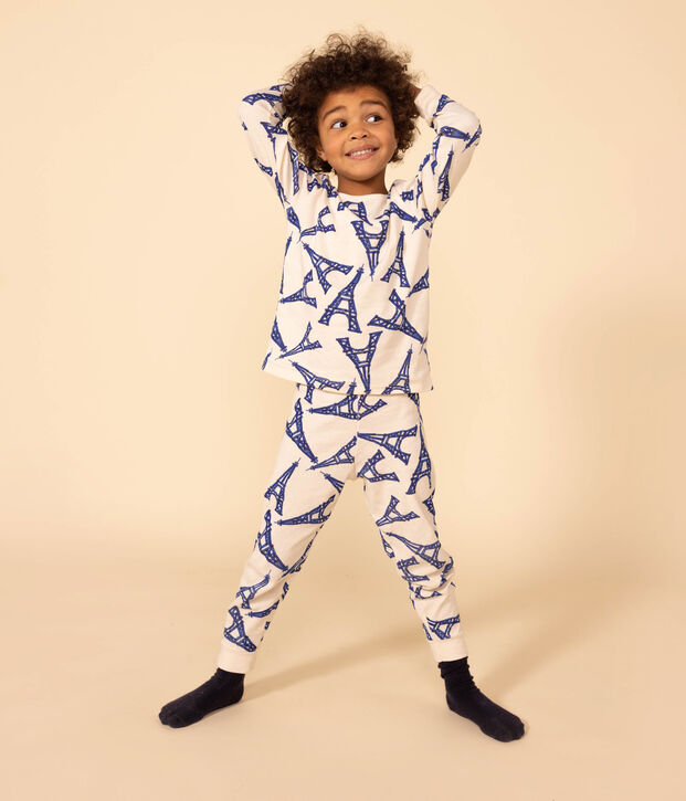 Pyjama Paris en coton enfant &eacute;cru/multicouleur