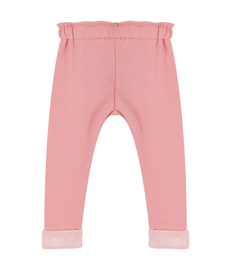 Pantalon b&eacute;b&eacute; fille en maille velours rose CHARME CN