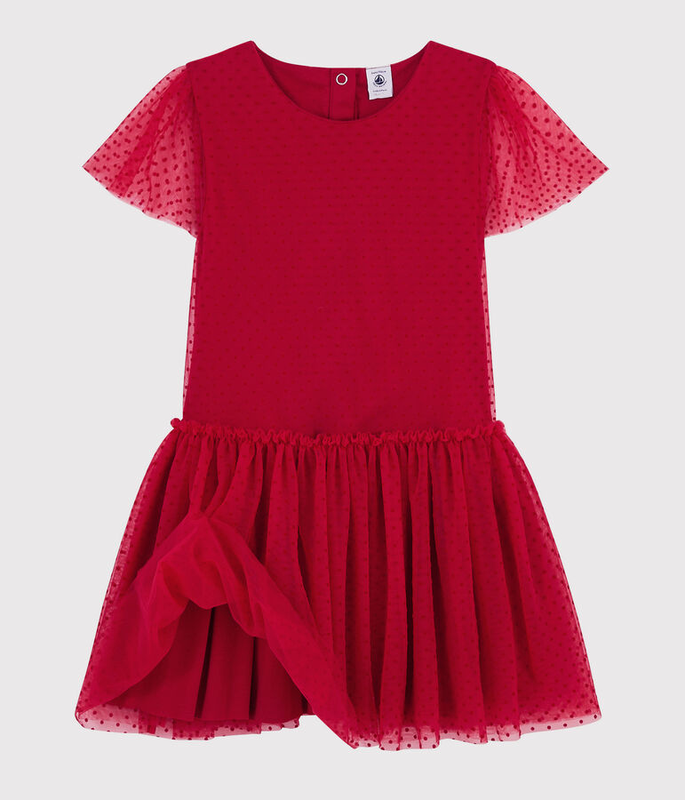 Robe manches courtes enfant fille rouge TERKUIT