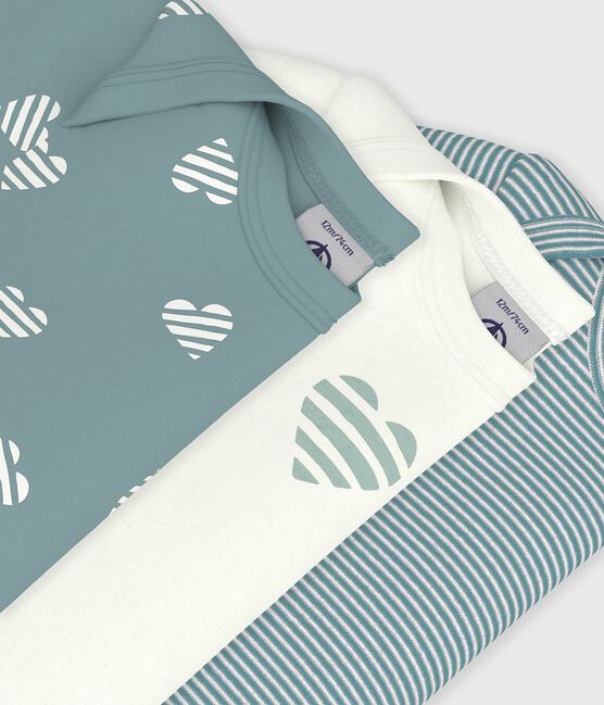 Lot de bodies manches courtes en coton imprimé cœur bébé variante 1
