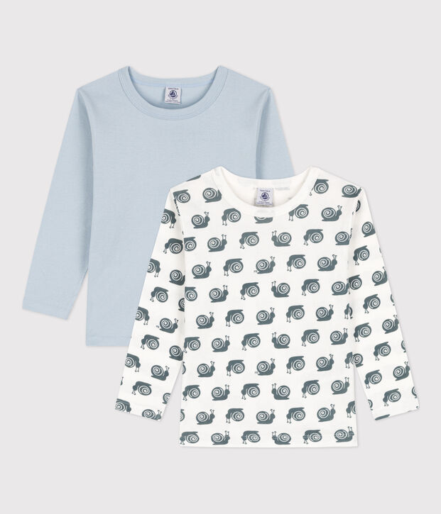 Lot de 2 tee-shirts manches longues escargots petit gar&ccedil;on en coton multicouleur