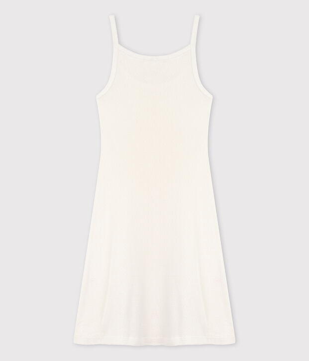 Robe &agrave; bretelles iconique en coton ajour&eacute; Femme blanc