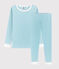 Pyjama snugfit rayé bleu petit garçon en coton bleu TIKI/blanc MARSHMALLOW