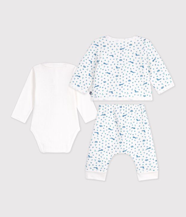 Ensemble b&eacute;b&eacute; en coton &agrave; col imprim&eacute; renard blanc/multicouleur