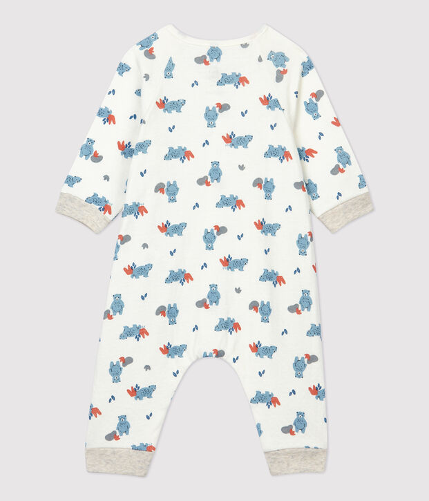 Combinaison longue imprim&eacute; ours b&eacute;b&eacute; en coton biologique blanc/multicouleur