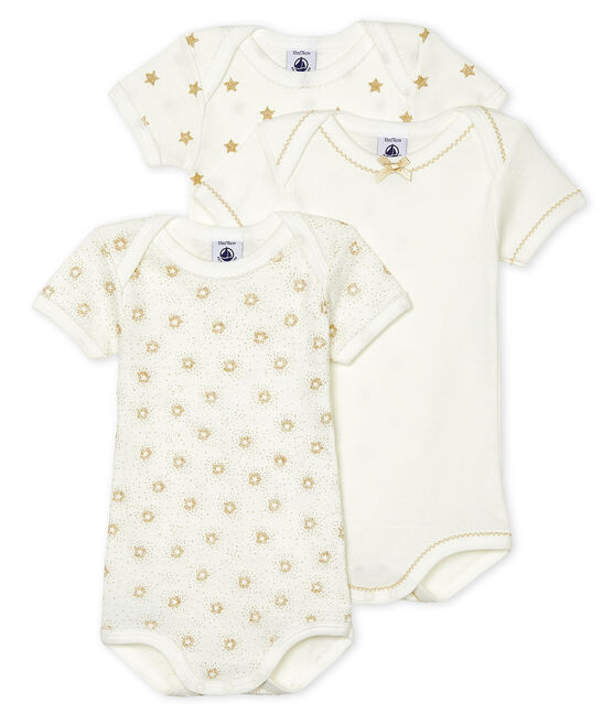 Trio de bodies manches courtes bébé fille variante 1