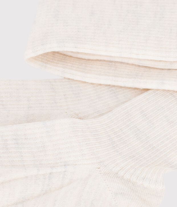 Collants enfant en laine et coton unis beige chin&eacute;