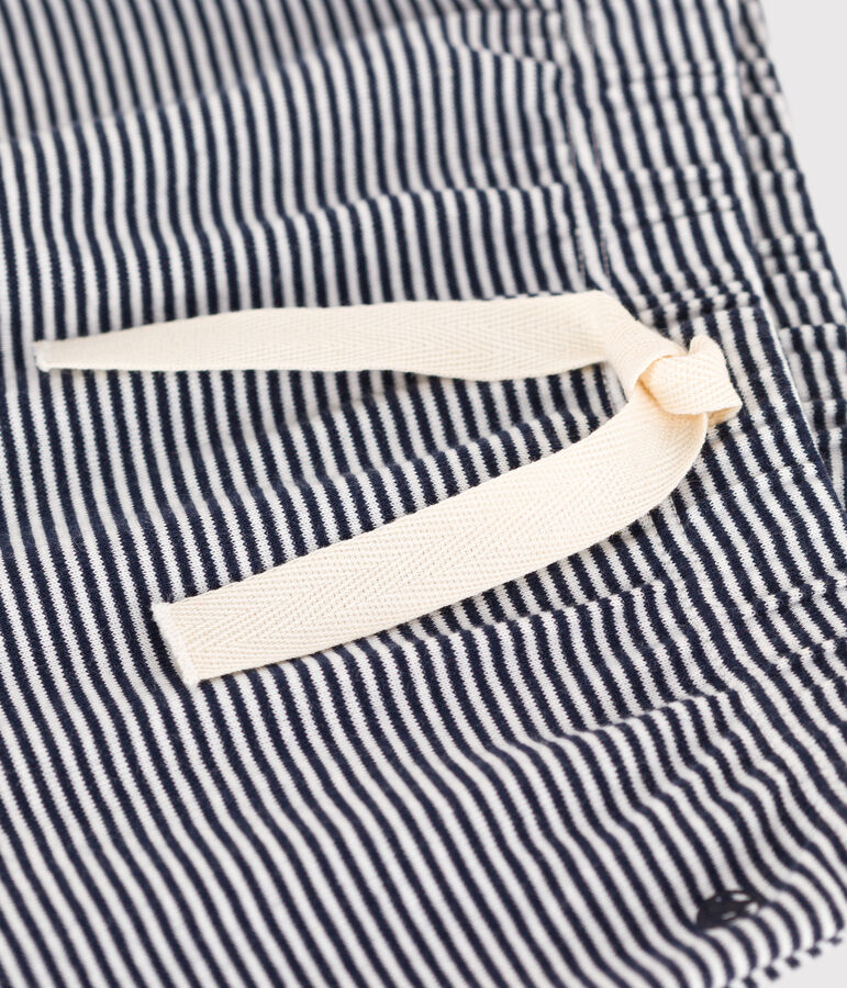 Pantalon en coton bio b&eacute;b&eacute; bleu SMOKING/blanc MARSHMALLOW