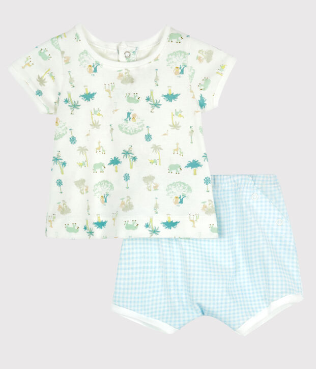 Ensemble 2 pi&egrave;ces b&eacute;b&eacute; gar&ccedil;on blanc/multicouleur