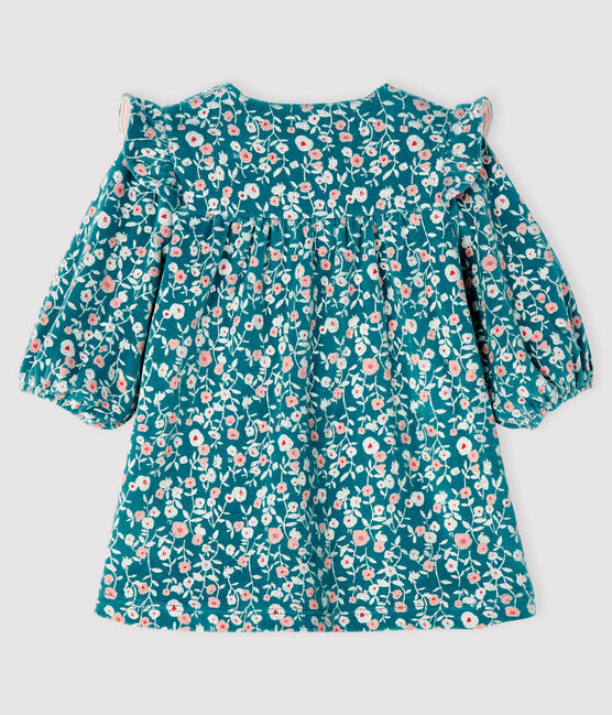 Robe manches longues fleurie bébé fille en velours MOZAIK/écru MULTICO