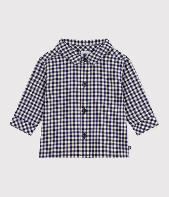 Chemise bébé en flanelle à carreaux bleu SOIR/ MILK