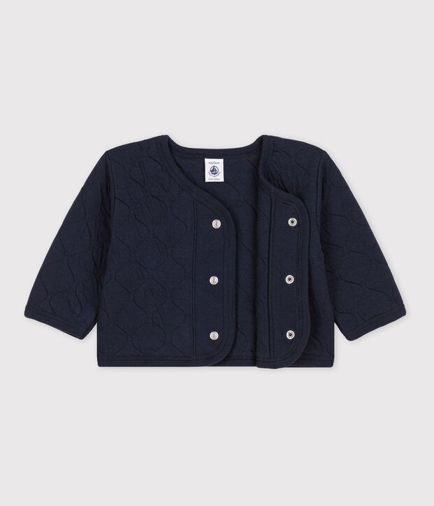 Cardigan b&eacute;b&eacute; en tubique matelass&eacute; bleu marine